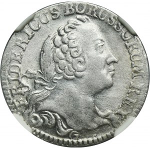 Sliezsko, pruská vláda, Fridrich II., 1/12 toliara Vroclav 1755 B - NGC AU58 - VELMI ZRADKÉ