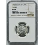 Silesia, Prussian rule, Friedrich II, 1/12 Thaler Breslau 1755 B - NGC AU58 - VERY RARE