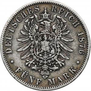 Germany, Kingdom of Prussia, Wilhelm I, 5 Mark Berlin 1876 A