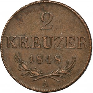 Austria, Ferdinand I, 2 Kreuzer Wien 1848 A