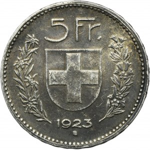 Švýcarsko, 5 franků Bern 1923 B