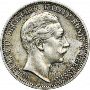 Germany, Kingdom of Prussia, Wilhelm II, 3 Mark Berlin 1908 A