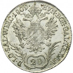 Rakousko, Francis II, 20 Krajcars Kremnica 1809 B