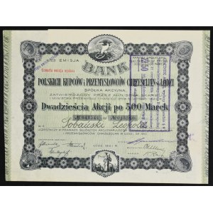 Bank Polski Kupców i Przemysłowców Chrześcijanjan in Łódź, 20 x 500 mkp 1921, emisia III