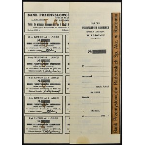 Bank Przemysłowców Radomskich S.A., 1000 mkp 1922, Emisja I - blankiet