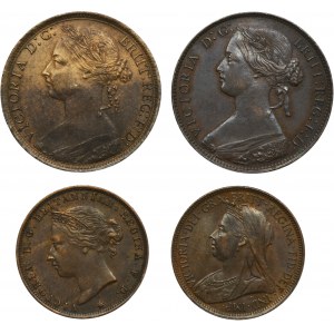 Set, Great Britain, Victoria, 1/2 Penny, Penny and Shilling (4 pcs.)