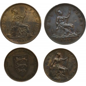 Set, Great Britain, Victoria, 1/2 Penny, Penny and Shilling (4 pcs.)