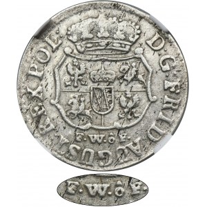 August III Sas, 1/24 tolar (haléř) Drážďany 1738 FWôF - NGC AU DETAILY - VELMI ZRADKÉ