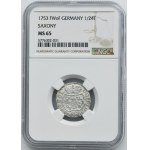 Augustus III of Poland, 1/24 Thaler Dresden 1753 FWôF - NGC MS65