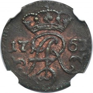 Augustus III of Poland, Schilling Elbing 1763 ICS - NGC AU58 BN