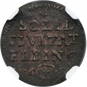 Augustus III of Poland, Schilling Elbing 1763 ICS - NGC AU58 BN