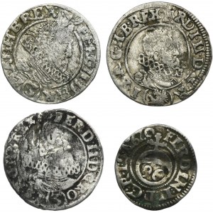 Súprava, Rakúsko, Nemecko a Sliezsko pod vládou Habsburgovcov, Ferdinand II, 3 krajcary a 1/96 toliarov (4 kusy).