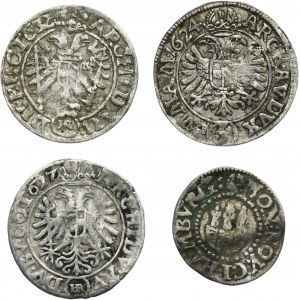 Set, Austria, Germany and Silesia Habsburg rule, Ferdinand II, 3 Krajcars and 1/96 Thaler (4 pcs.)