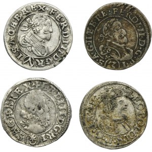 Súprava, Rakúsko, Ferdinand II a Leopold V, 3 krajcary (4 kusy).
