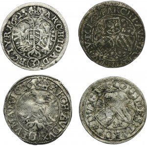 Súprava, Rakúsko, Ferdinand II a Leopold V, 3 krajcary (4 kusy).