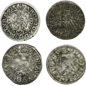 Set, Austria, Ferdinand II and Leopold V, 3 Krajcars (4 pcs.)