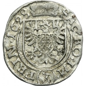 Slezsko, knížectví žagaňské, Albert von Wallenstein, 3 Krajcary Jiczyn 1628 - RARE