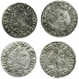 Set, Silesia, Habsburg rule, Ferdinand II, 3 Kreuzer Breslau (4 pcs.)