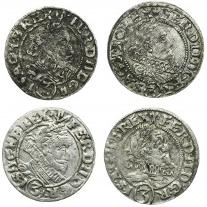 Súprava, Sliezsko, vláda Habsburgovcov, Ferdinand II, 3 vroclavské krajcary (4 kusy).