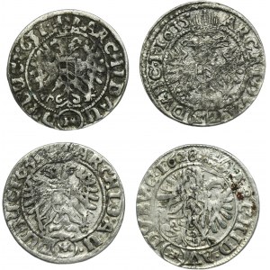 Set, Silesia, Habsburg rule, Ferdinand II, 3 Kreuzer Breslau (4 pcs.)