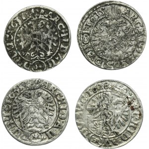 Súprava, Sliezsko, vláda Habsburgovcov, Ferdinand II, 3 vroclavské krajcary (4 kusy).