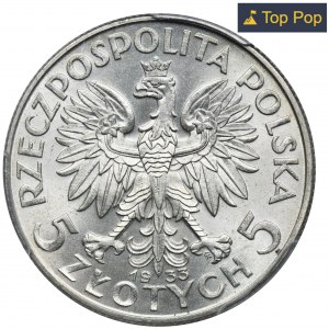 Hlava ženy, 5 zlotých, Varšava 1933 - PCGS MS64+