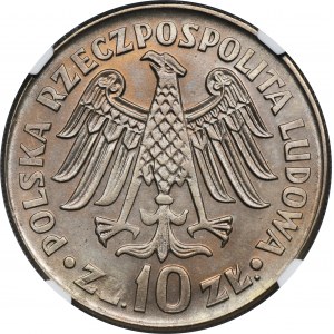 10 złotych 1964 Kazimierz Wielki - NGC MS66 - wypukły napis na awersie