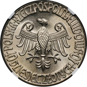 PRÓBA, 10 złotych 1964 Kazimierz Wielki - NGC MS66 - wklęsły napis na awersie