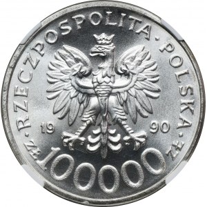 100.000 złotych 1990 Solidarność - TYP C - NGC MS67