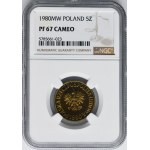 5 złotych 1980 - NGC PF67 CAMEO - LUSTRZANKA