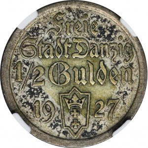 Slobodné mesto Gdansk, 1/2 gulden 1927 - NGC AU55