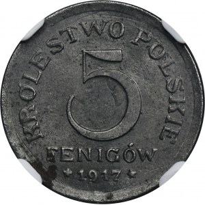 Poľské kráľovstvo, 5 fenigov 1917 - NGC MS63