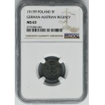 Polish Kingdom, 5 pfennig 1917 - NGC MS63