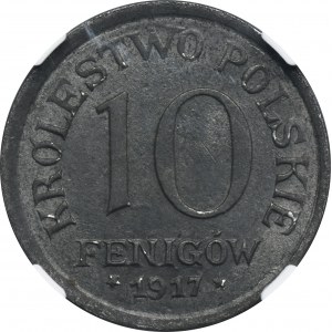 Poľské kráľovstvo, 10 fenigov 1917 - NGC MS64