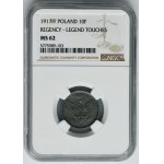 Poľské kráľovstvo, 10 fenig 1917 - NGC MS62 - nápis BLISKO