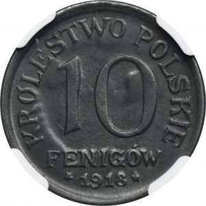 Polish Kingdom, 10 pfennig 1918 - NGC MS64