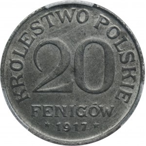 Poľské kráľovstvo, 20 fenigov 1917 - PCGS MS62