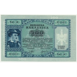 Yugoslavia, Slovenia, German Occupation WWII - Laibach, 500 Lir 1944