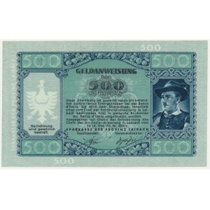 Yugoslavia, Slovenia, German Occupation WWII - Laibach, 500 Lir 1944