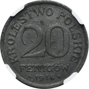 Poľské kráľovstvo, 20 fenig 1917 - NGC MS63