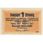 Danzig, 1 fenig 1923 - listopad - znw. obrácený Koga - RARE