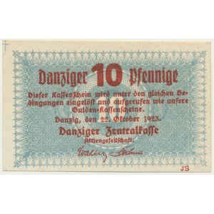 Danzig, 10 fenig 1923 - október - znw. cikcaky -
