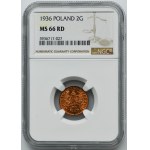 2 haliere 1936 - NGC MS66 RD