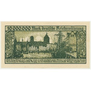 Gdaňsk, 10 miliónov mariek 1923 - A - otočený odtlačok -