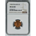 2 haliere 1938 - NGC MS66 RD