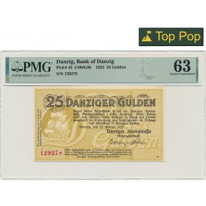 Danzig, 25 guldenů 1923 - PMG 63 - obrovská rarita
