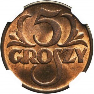 5 halierov 1937 - NGC MS65 RB