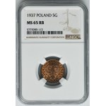 5 pennies 1937 - NGC MS65 RB