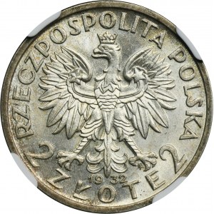 Głowa Kobiety, 2 złote 1932 - NGC MS63