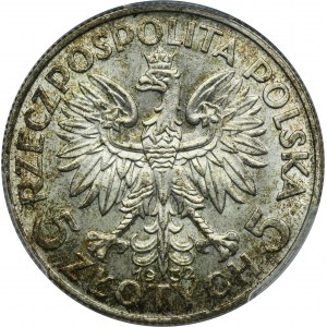 Głowa Kobiety, 5 złotych Londyn 1932 - PCGS MS63 - GŁĘBOKO WYBITA